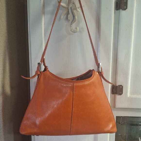 Preston & York Handbags - PRESTON AND YORK Orange Leather Shoulder Bag